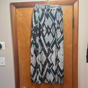 Pure Energy Black and White Maxi Skirt with Green Accents